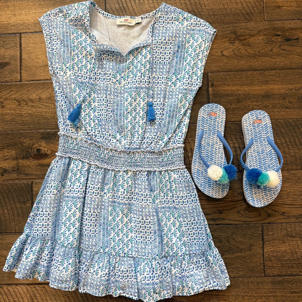 Vineyard Vines Blue and White Kids Casual Dress